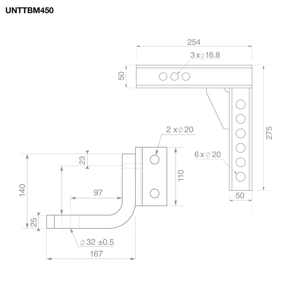 Adjustable Heavy Duty Tow Ball Mount - 9
