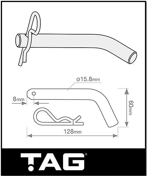 Pull pin for class 4 tow bar with clip