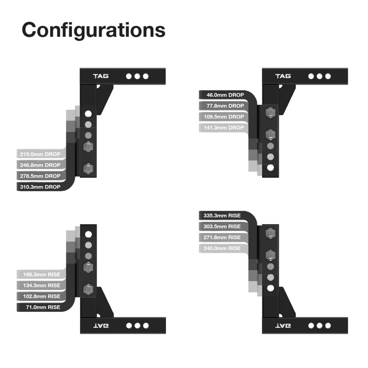 TAG Adjustable Heavy Duty Tow Ball Mount